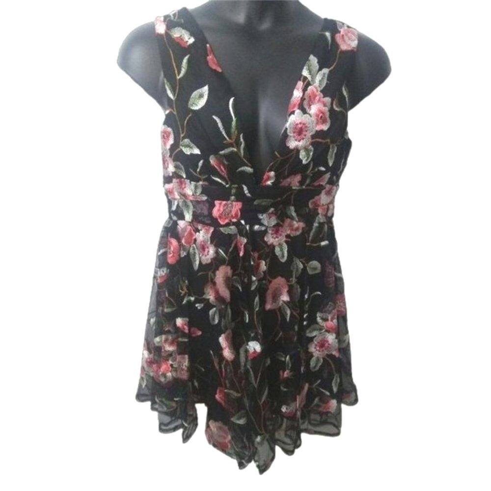 Aqua Luxe Embroidered Floral Mini dress